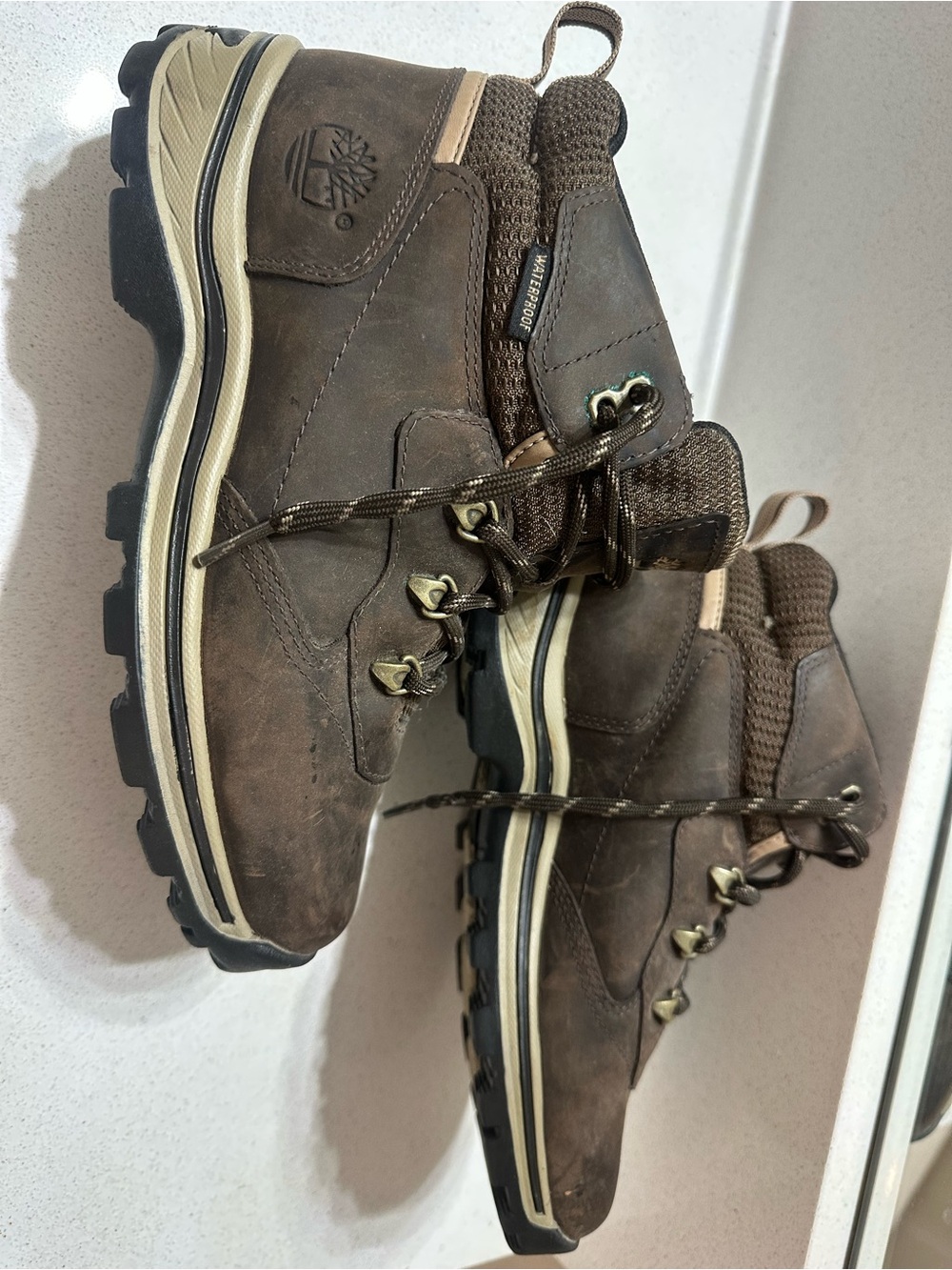 Timberland Brown Waterproof Trail Boots with Tan Accents